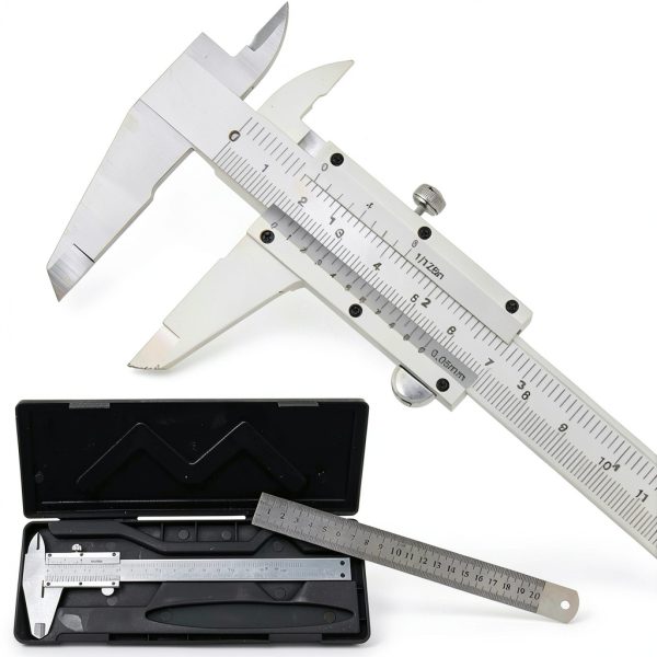 Non Digital Vernier Caliper 150mm Stainless Steel 0.05mm Dual Scale-0
