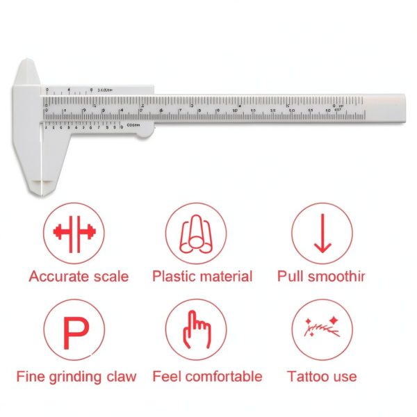 Vernier Caliper Waterproof Plastic Eyebrow Permanent Makeup Ruler Students Experimental Measurement Tools For Permanent Makeup Tattoo Eyebrow Line Lip-5