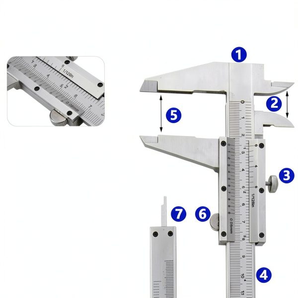Non Digital Vernier Caliper 150mm Stainless Steel 0.05mm Dual Scale-2
