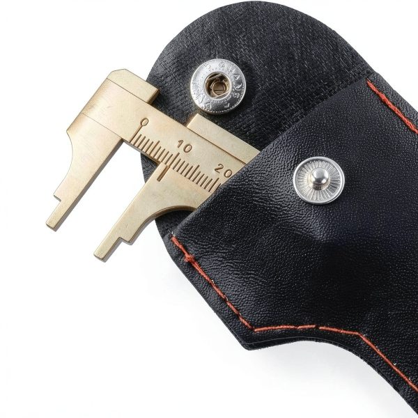 Flat Tip Brass Caliper Leather Sleeve Vernier for Jewelry Woodworking-3