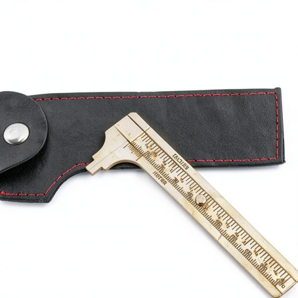 Flat Tip Brass Caliper Leather Sleeve Vernier for Jewelry Woodworking-0