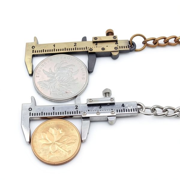 Keyring Adjustable Scale Keychain Mini Vernier Caliper Ruler Silver-4