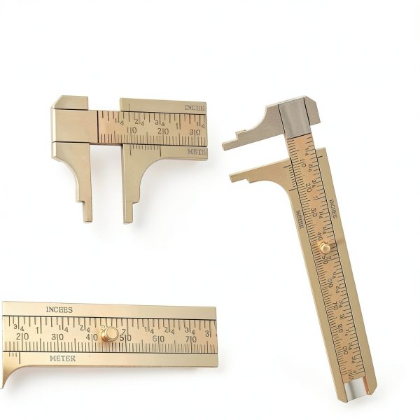 Brass Pocket Caliper with Double Scale Sliding, Measuring Tool mm/inch Sliding Gauge Mini Vernier Caliper for Bead Wire Jewels Rings Measurement(100mm), 1 Pack-2