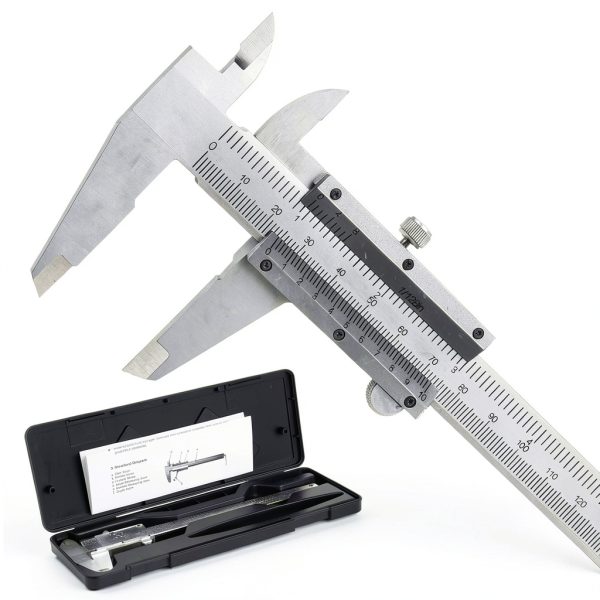 6-Inch/150mm Vernier Caliper Measuring Tool, Fractional Calipers, High-Hardness Steel Mechanical Micrometer, Non-Digital Slide with Dual Imperial/Metric Scale, 0.02 mm&1/128 Inch-0