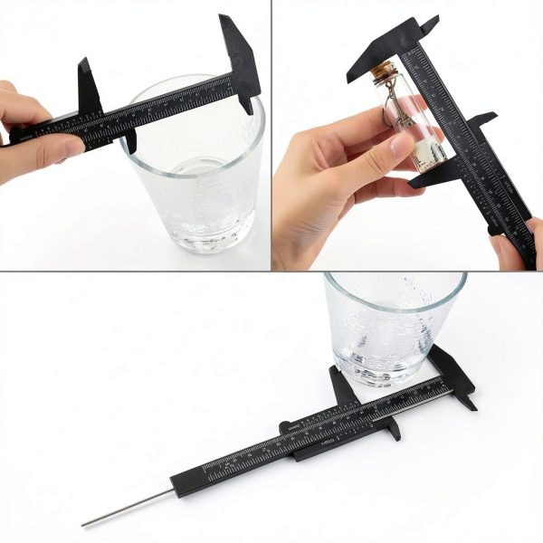 Honoson 10 Pcs Plastic Vernier Caliper 0-6 Inch Black Mini Double-6
