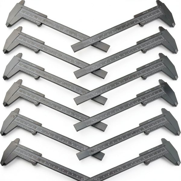 Honoson 10 Pcs Plastic Vernier Caliper 0-6 Inch Black Mini Double-0