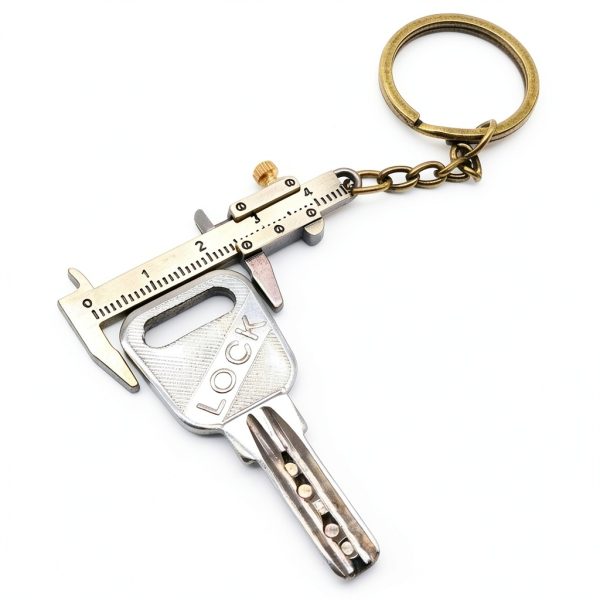 Keyring Adjustable Scale Keychain Mini Vernier Caliper Ruler Silver-3