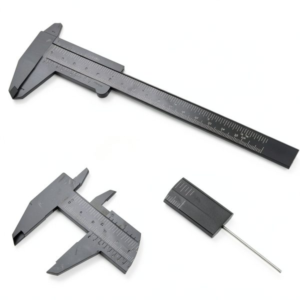 Honoson 10 Pcs Plastic Vernier Caliper 0-6 Inch Black Mini Double-1