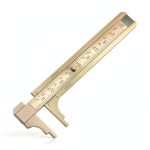 Brass Pocket Caliper with Double Scale Sliding, Measuring Tool mm/inch Sliding Gauge Mini Vernier Caliper for Bead Wire Jewels Rings Measurement(100mm), 1 Pack-0